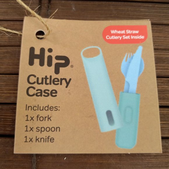 HIP Cutlery Set With Travel Carrying Case Eco Friendly Wheat Straw Knife Fork - Picture 2 of 7